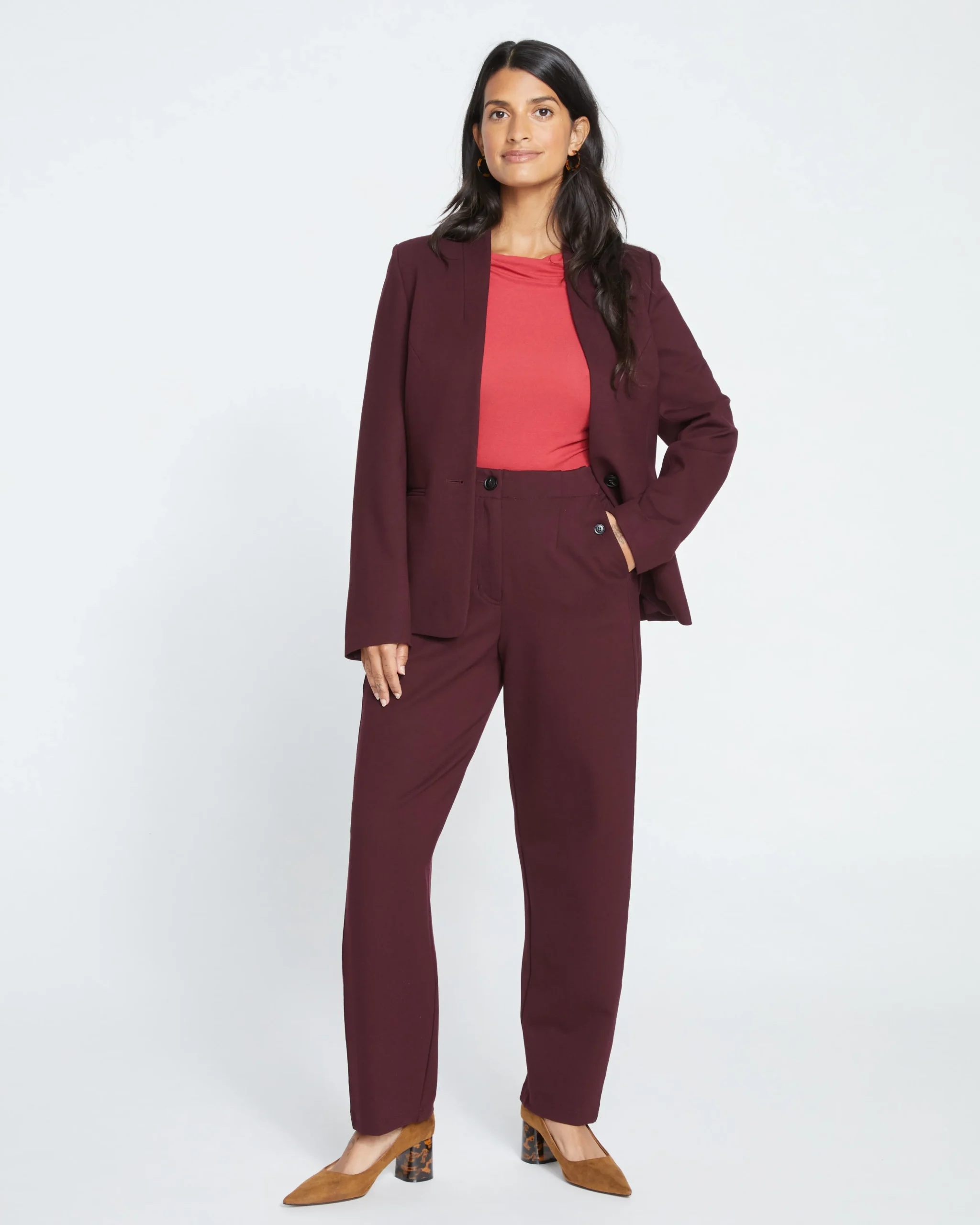 Audrey Relaxed Uniform Ponte Workpant Black Cherry
