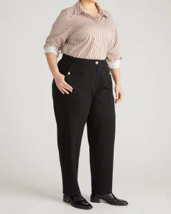 Audrey Relaxed Uniform Ponte Workpant Black with Gold Buttons