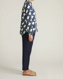 Avalon Linen Blend Blouse Geometrica Print