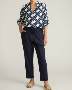 Avalon Linen Blend Blouse Geometrica Print