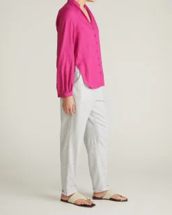 Avalon Linen Blend Blouse Hyper Pink