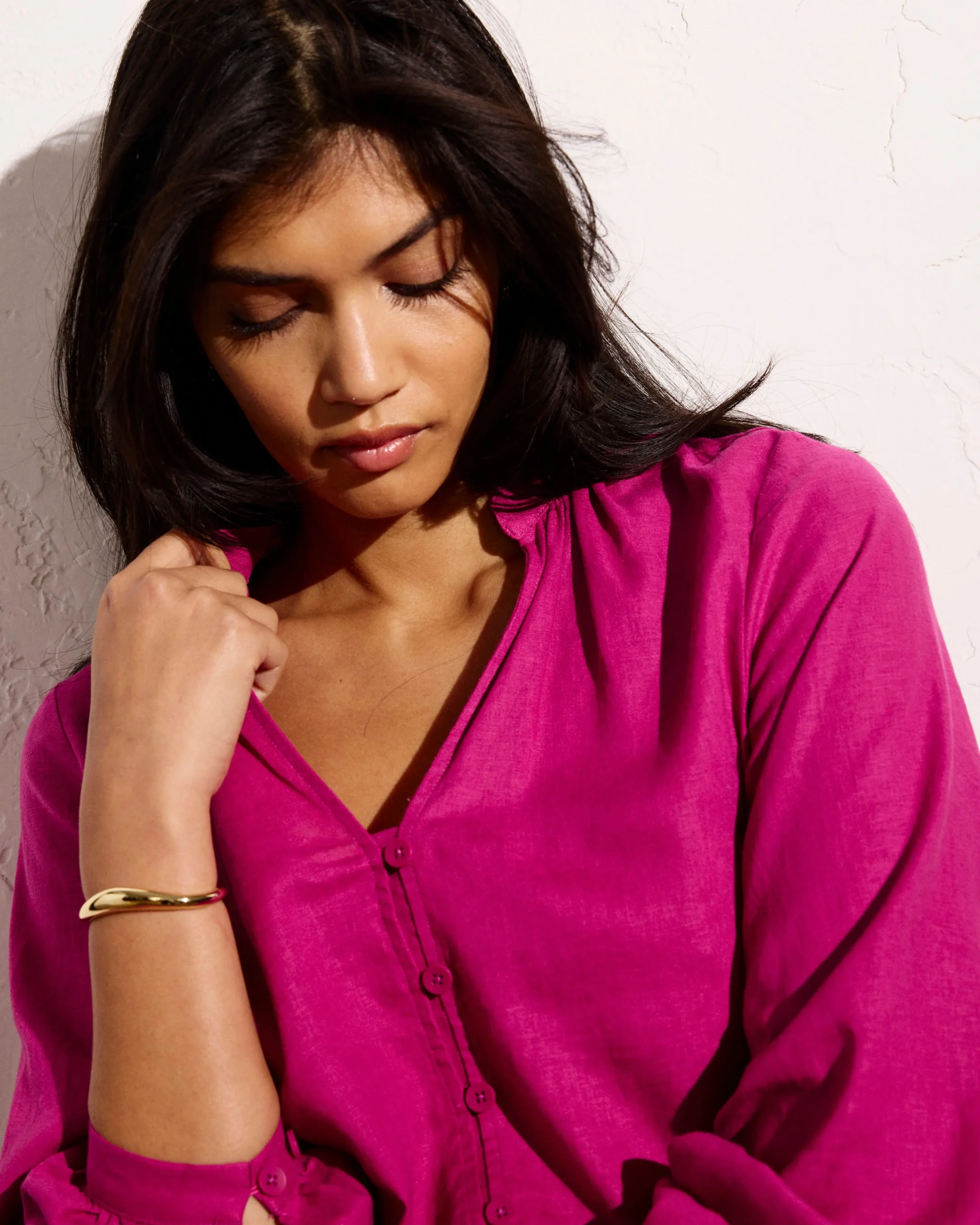 Avalon Linen Blend Blouse Hyper Pink