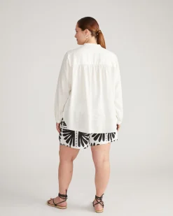 Avalon Linen Blend Blouse Natural White
