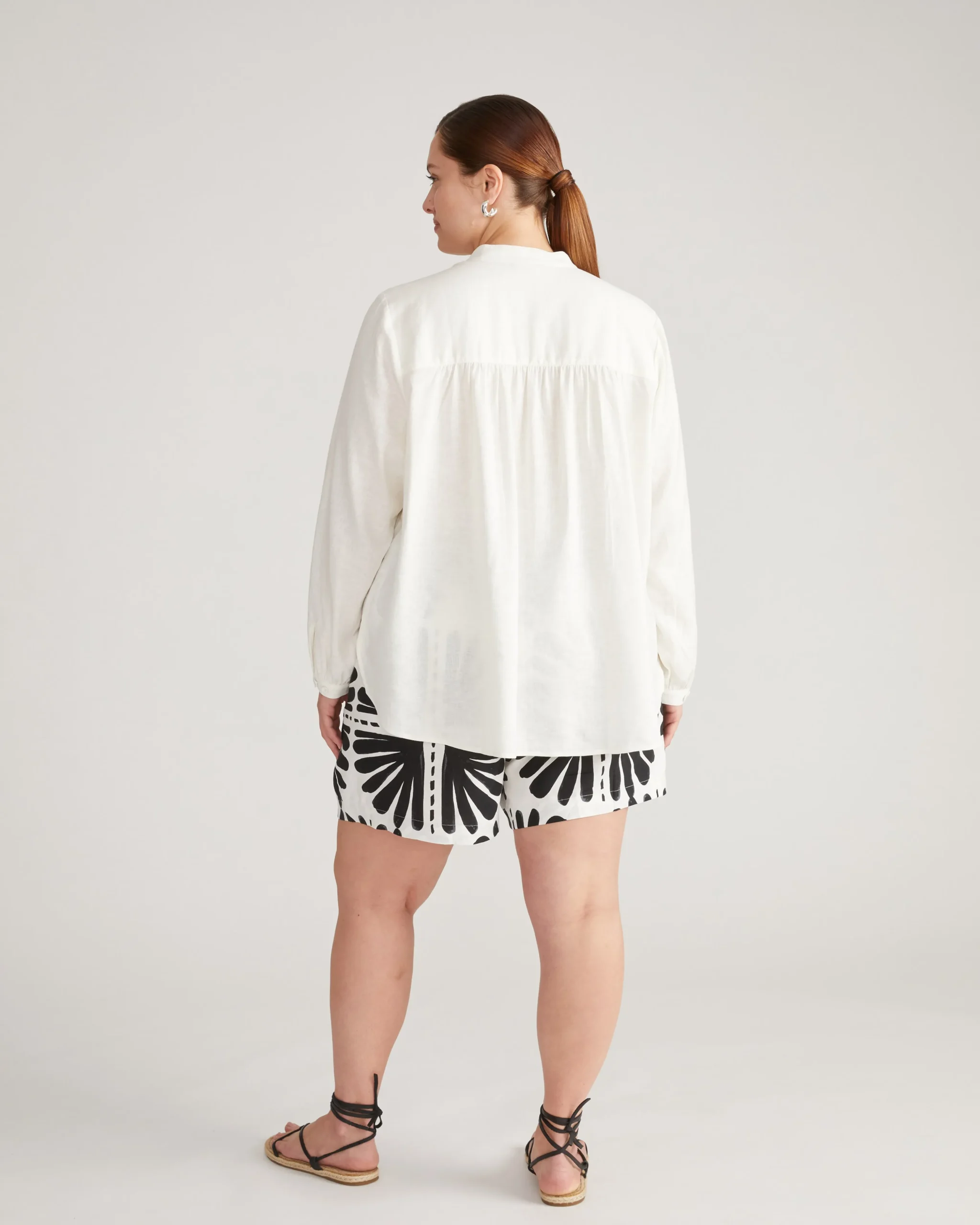 Avalon Linen Blend Blouse Natural White