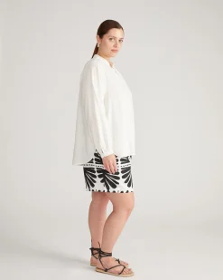 Avalon Linen Blend Blouse Natural White