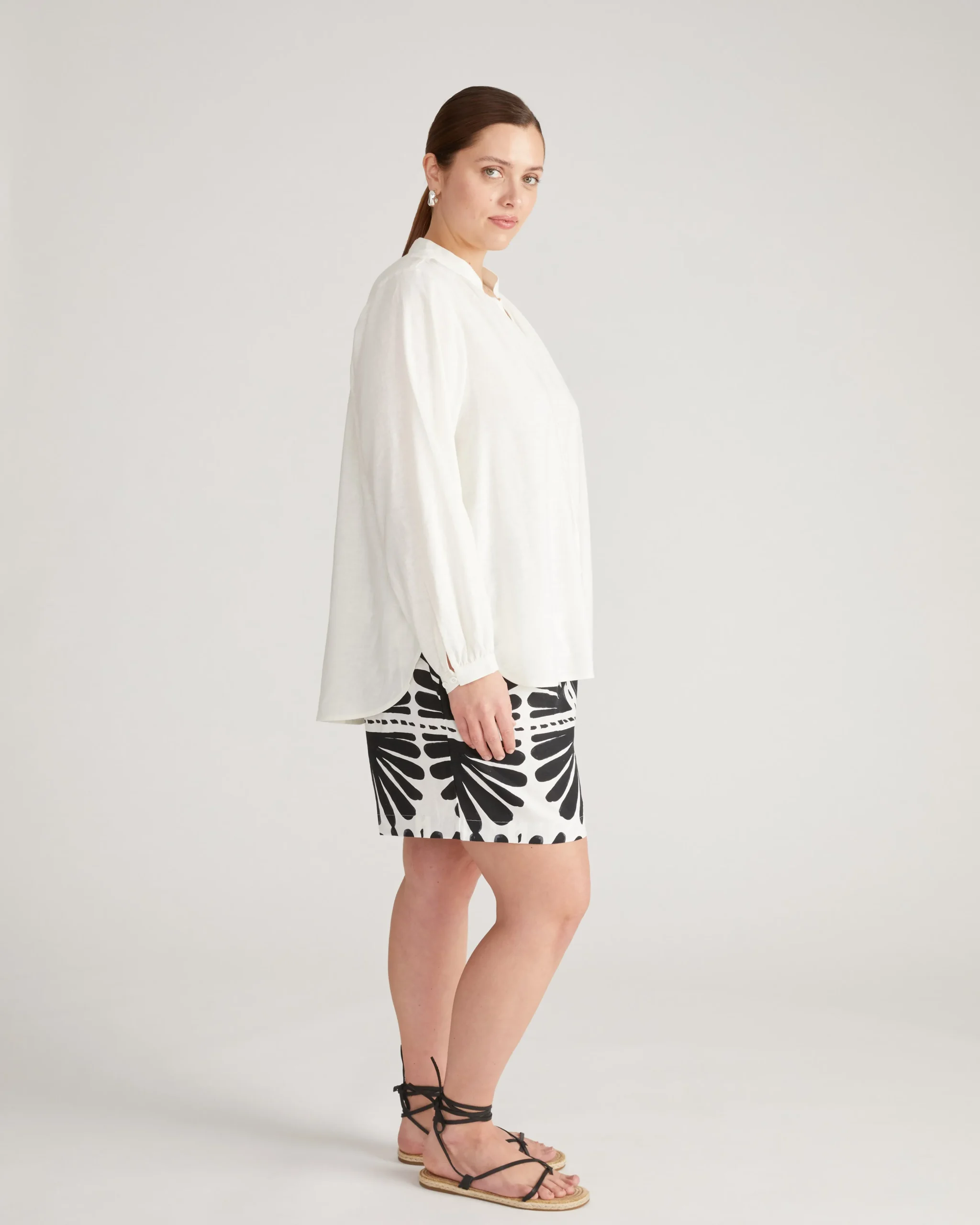 Avalon Linen Blend Blouse Natural White