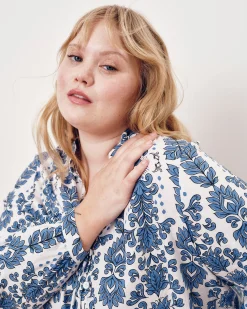 Avalon Linen Blend Blouse Rococo Beach Print