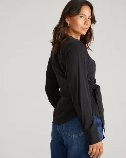 Beacon Stretch Cupro Wrap Shirt Black