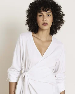 Beacon Stretch Cupro Wrap Shirt White