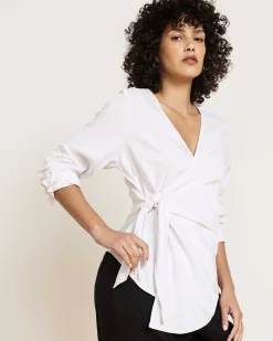 Beacon Stretch Cupro Wrap Shirt White