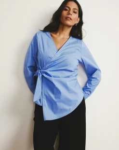 Beacon Stretch Poplin Wrap Shirt Soft Blue