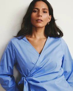 Beacon Stretch Poplin Wrap Shirt Soft Blue