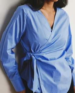 Beacon Stretch Poplin Wrap Shirt Soft Blue