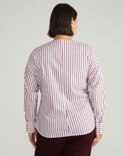 Beacon Stretch Poplin Wrap Shirt Lilac Multi Stripe