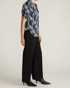 Beatrice Soft Satin Short Sleeve Top Paddington Ribbon Print