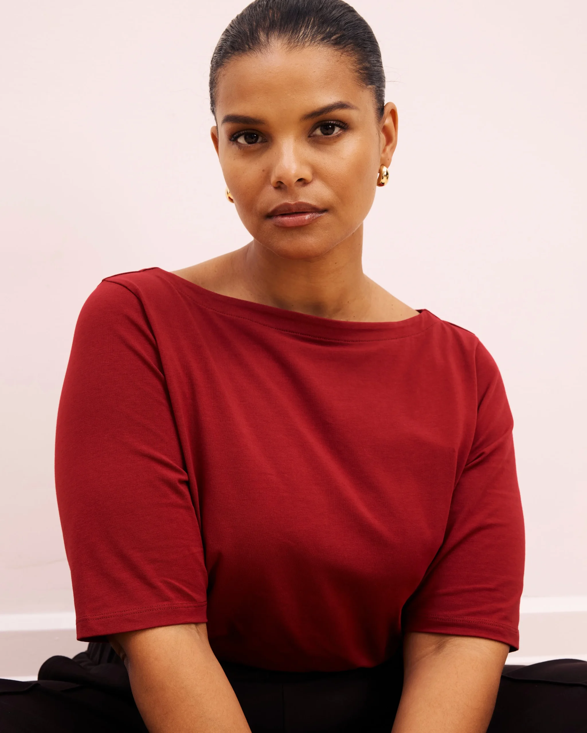 Bella Boatneck Tee Garnet
