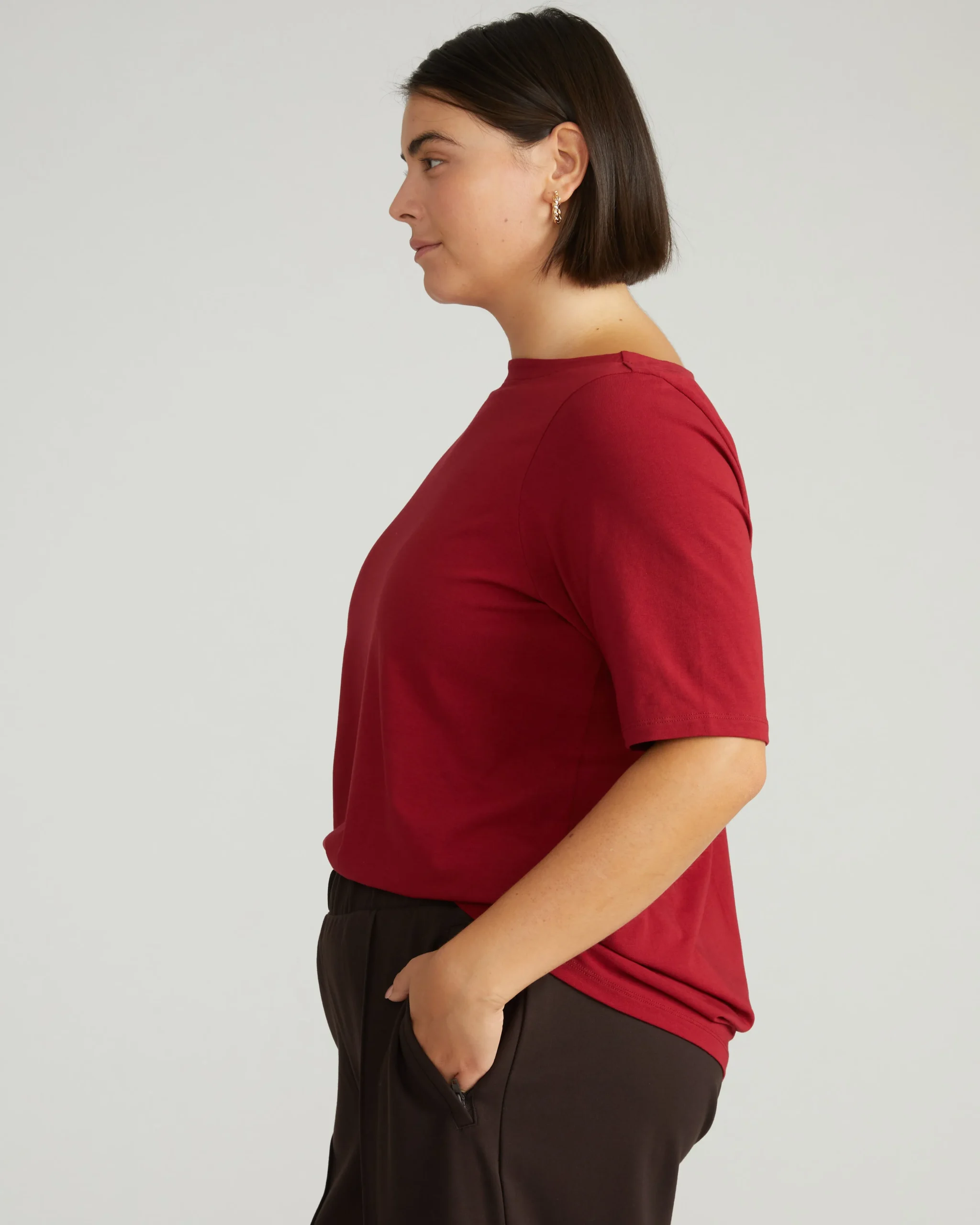 Bella Boatneck Tee Garnet