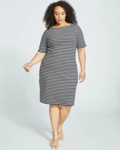 Belle Breton Stripe Jersey Dress Black/White Stripe