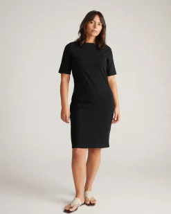 Belle Breton Stripe Jersey Dress Solid Black