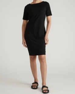 Belle Breton Stripe Jersey Dress Solid Black