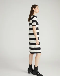 Belle Breton Stripe Jersey Dress Ecru/Black Rugby Stripe