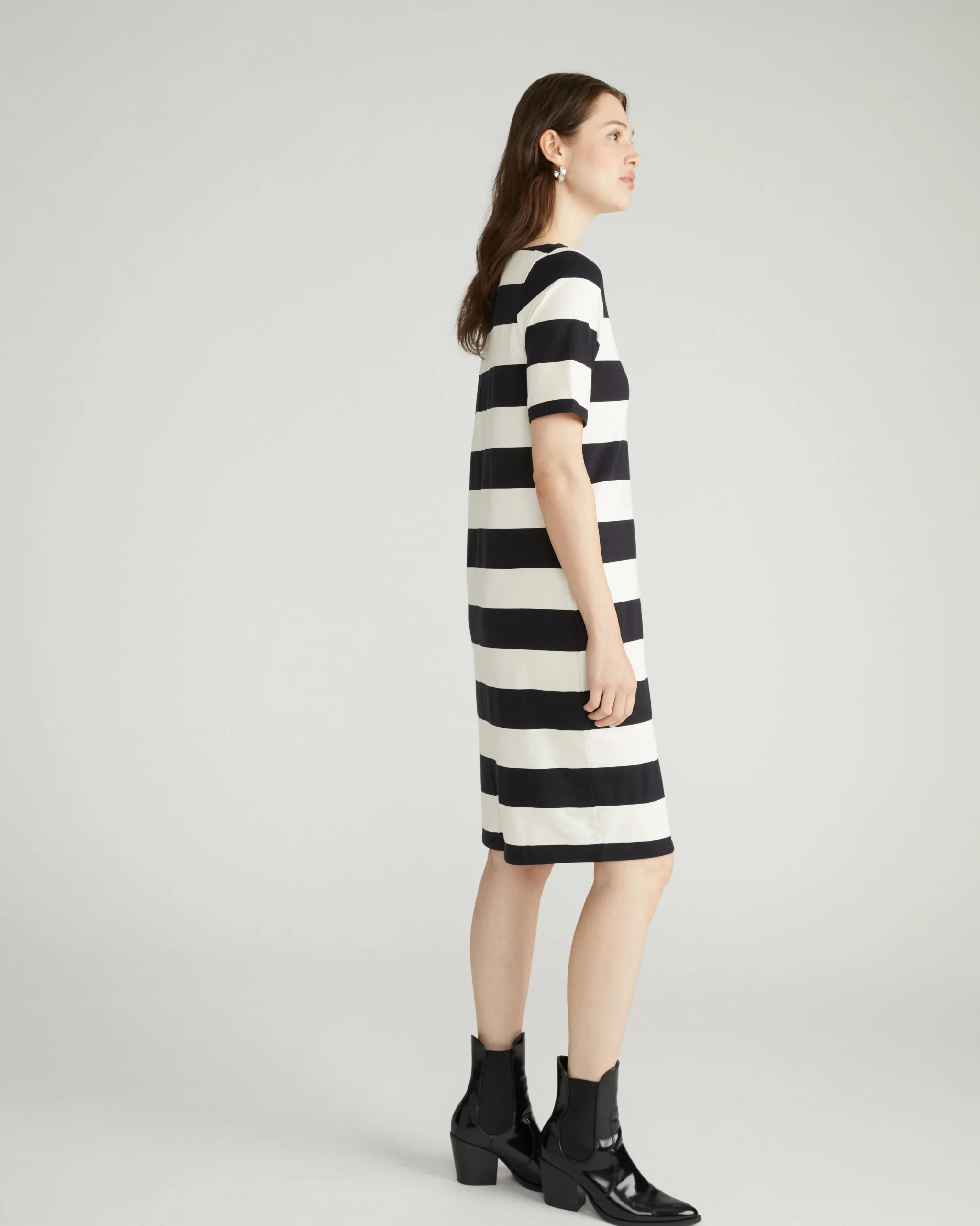 Belle Breton Stripe Jersey Dress Ecru/Black Rugby Stripe