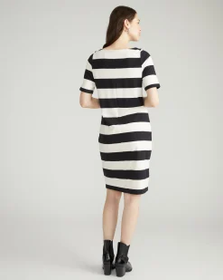 Belle Breton Stripe Jersey Dress Ecru/Black Rugby Stripe