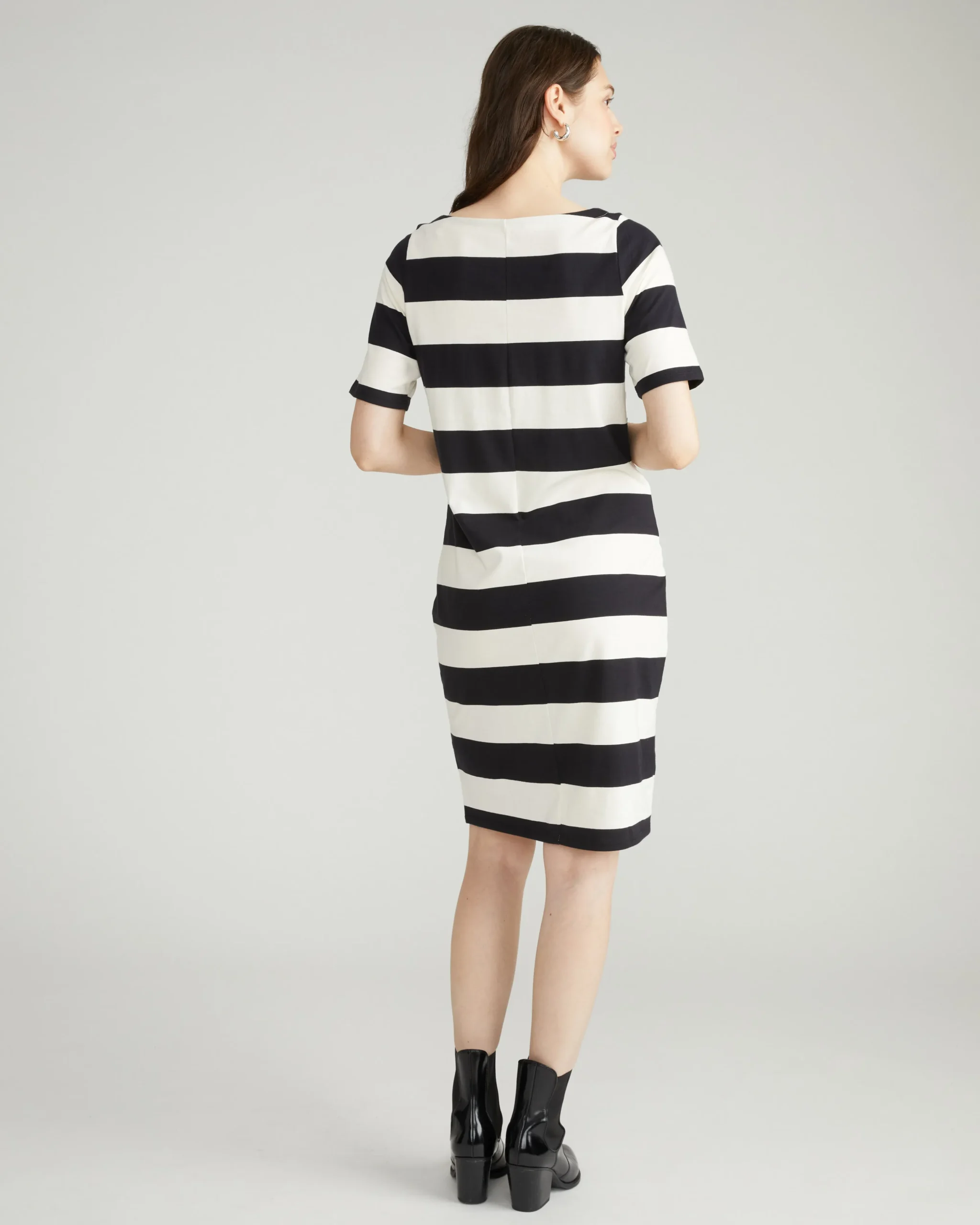 Belle Breton Stripe Jersey Dress Ecru/Black Rugby Stripe