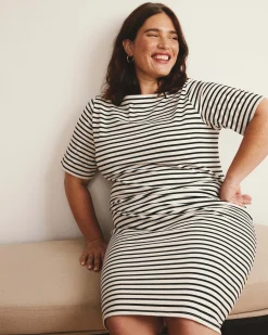 Belle Breton Stripe Jersey Dress Ecru/Black Stripe