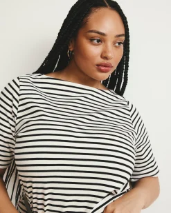 Belle Breton Stripe Jersey Dress Ecru/Black Stripe