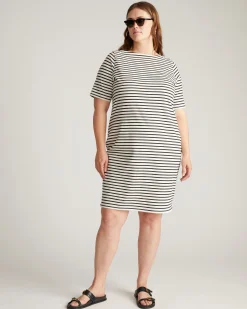 Belle Breton Stripe Jersey Dress Ecru/Black Stripe