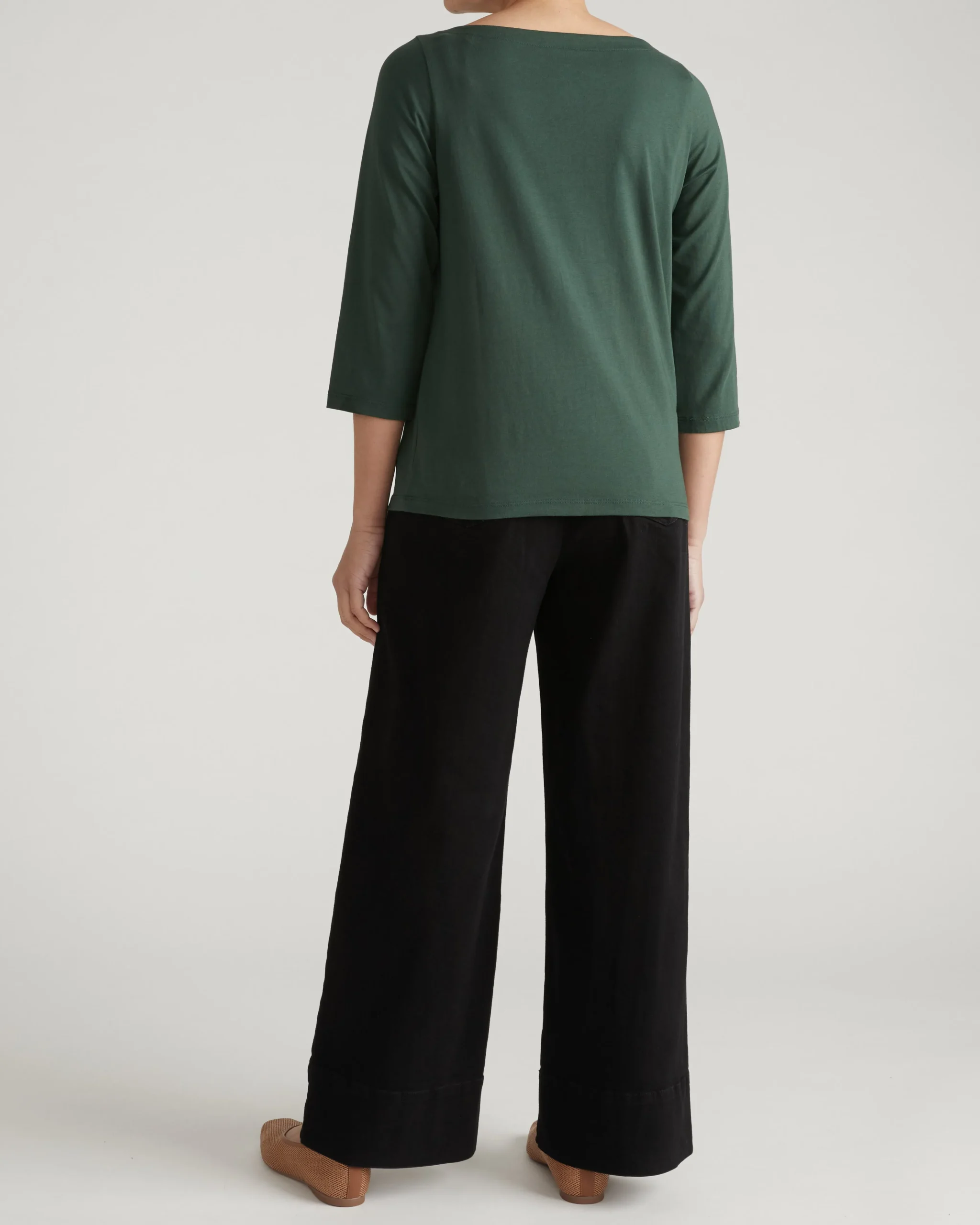 Belle Breton Stripe Jersey Tee Solid Conifer