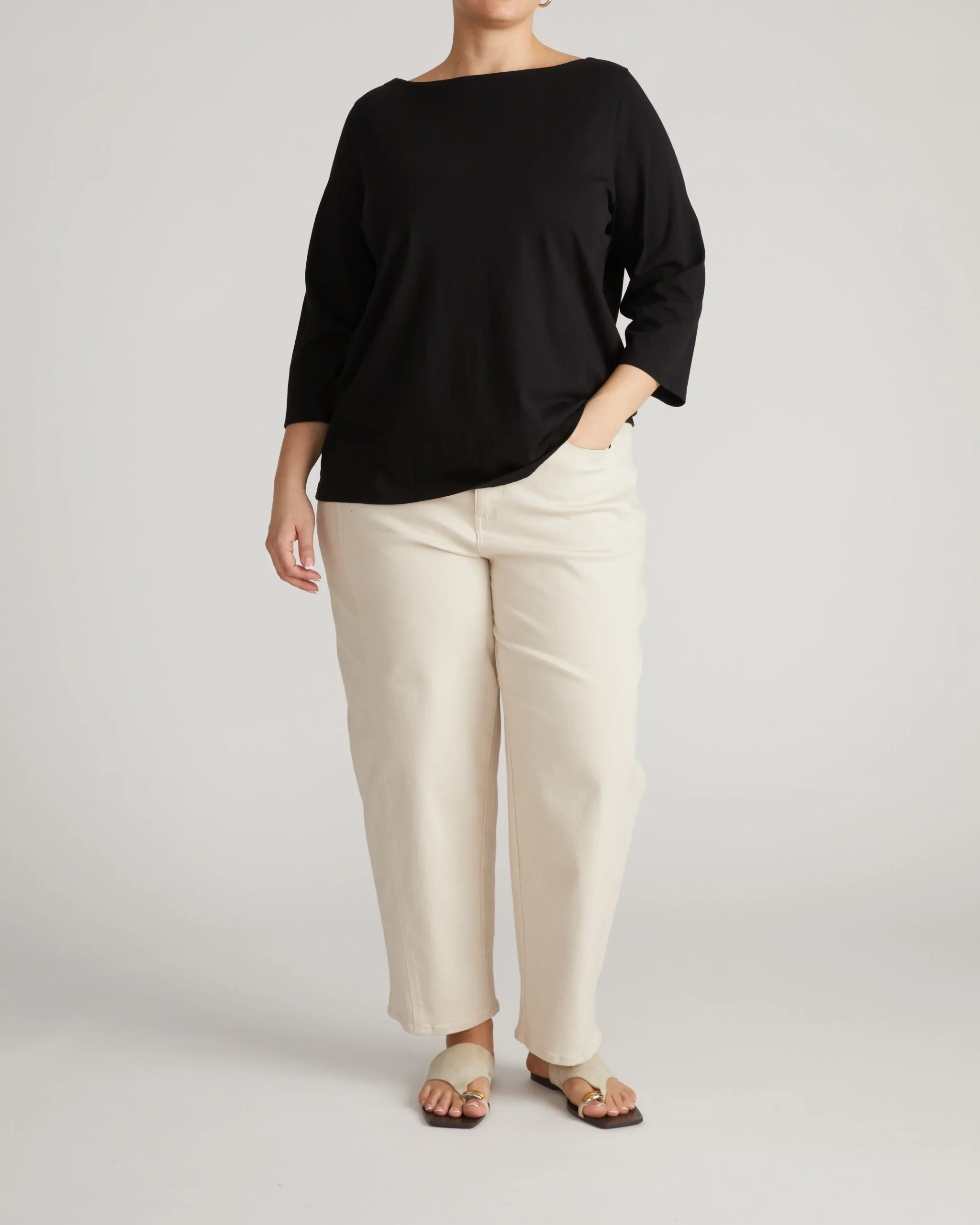 Belle Breton Stripe Jersey Tee Solid Black