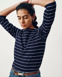 Belle Breton Stripe Jersey Tee Navy Pinstripe