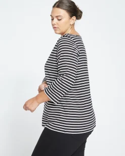 Belle Breton Stripe Jersey Tee Black/White Stripe