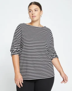 Belle Breton Stripe Jersey Tee Black/White Stripe
