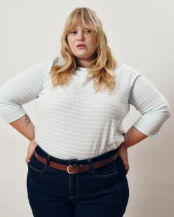 Belle Breton Stripe Jersey Tee Pale Blue/White Stripe