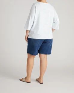 Belle Breton Stripe Jersey Tee Pale Blue/White Stripe
