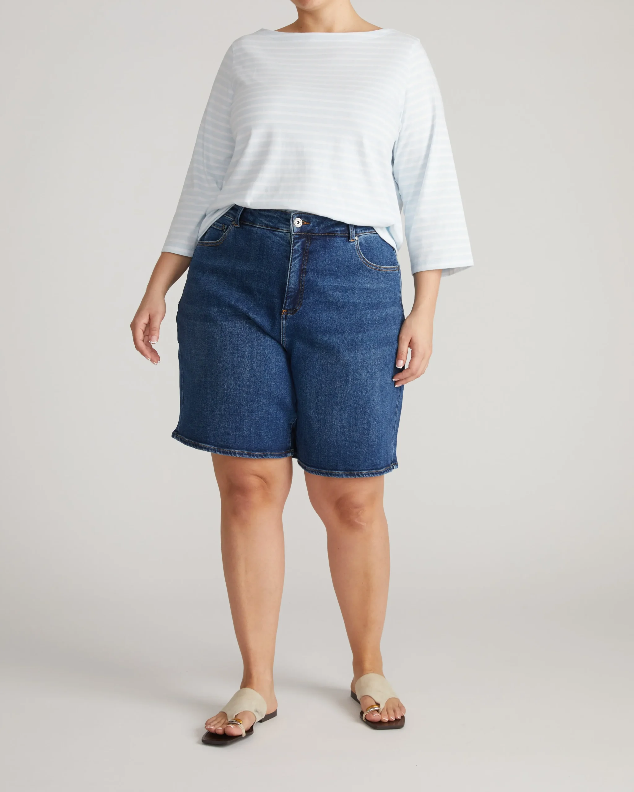 Belle Breton Stripe Jersey Tee Pale Blue/White Stripe
