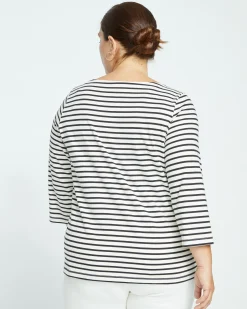 Belle Breton Stripe Jersey Tee Ecru/Black Stripe