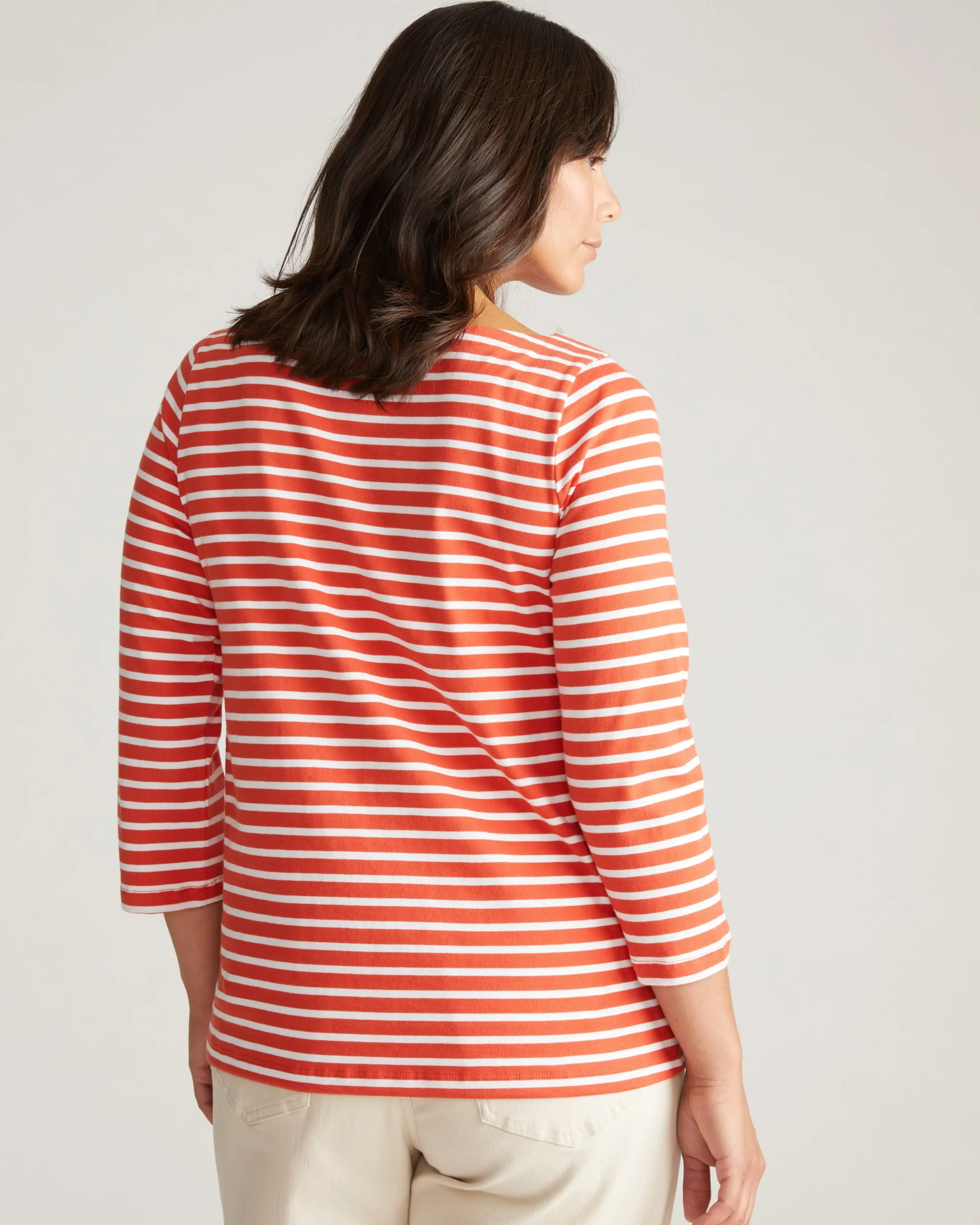 Belle Breton Stripe Jersey Tee Coral Reef/White Stripe