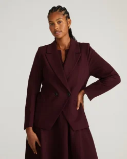 Bianca Double Breasted Ponte Blazer Black Cherry