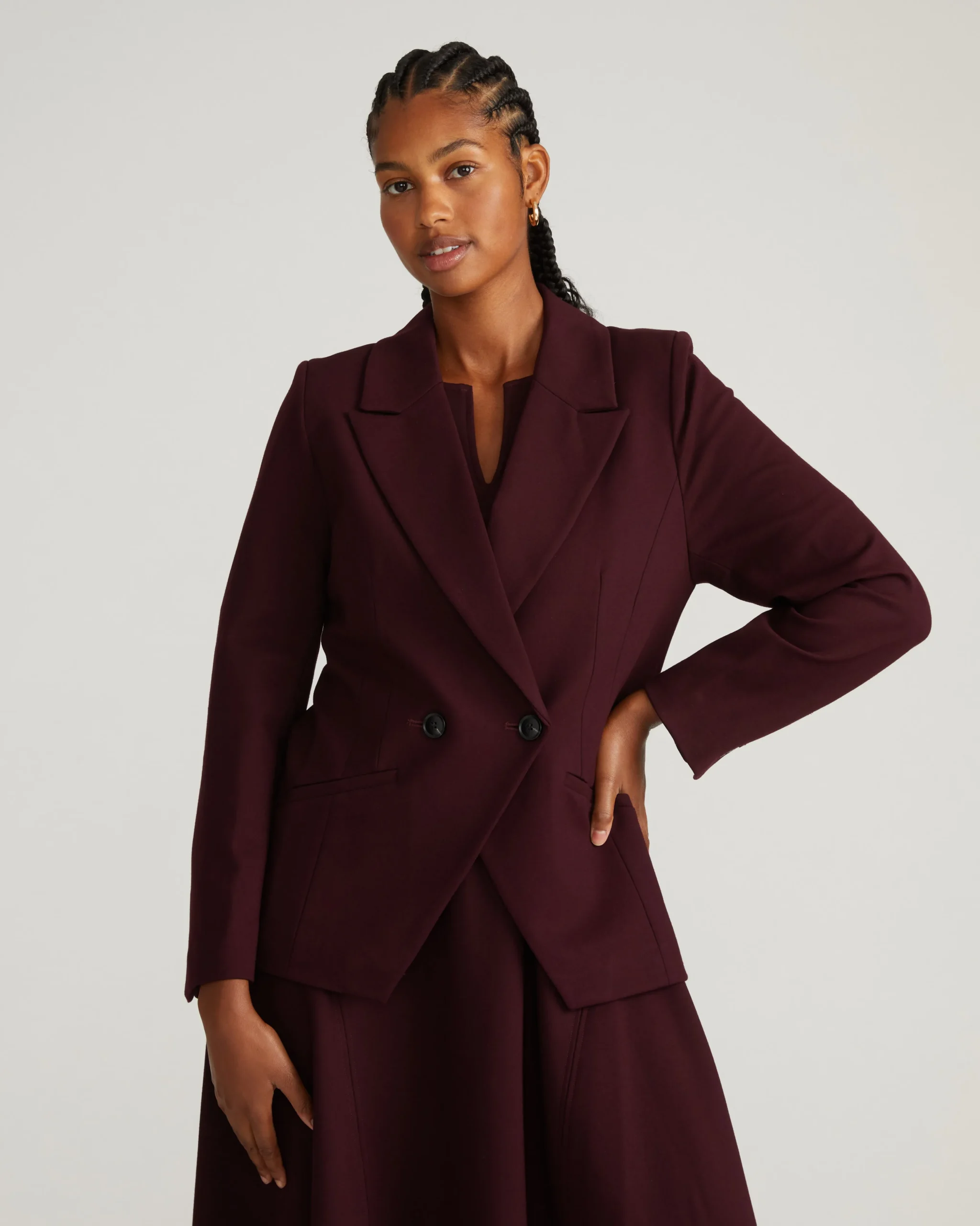 Bianca Double Breasted Ponte Blazer Black Cherry