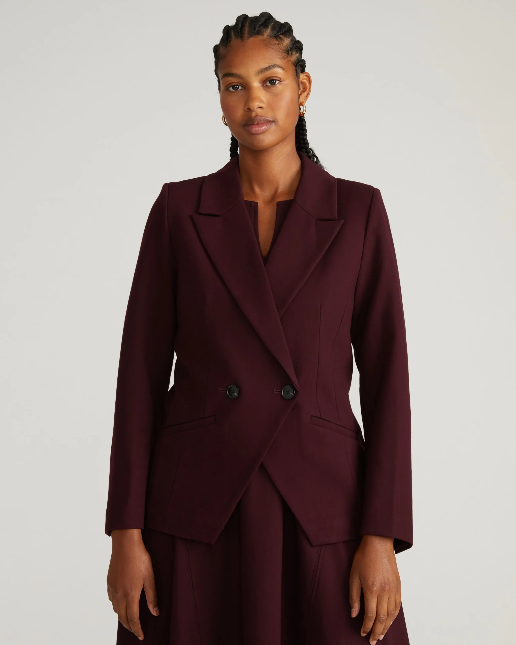 Bianca Double Breasted Ponte Blazer Black Cherry