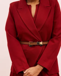 Bianca Double Breasted Ponte Blazer Garnet