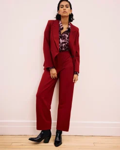 Bianca Double Breasted Ponte Blazer Garnet