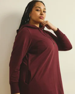 Bree Hooded Sweatshirt Dress Black Cherry