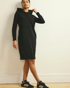 Bree Hooded Sweatshirt Dress Black
