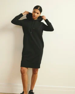 Bree Hooded Sweatshirt Dress Black