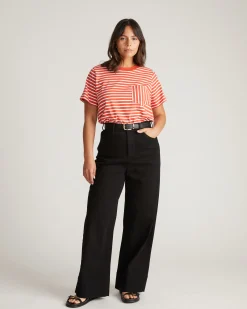 Breton Stripe Garcon Tee Coral Reef/White Stripe